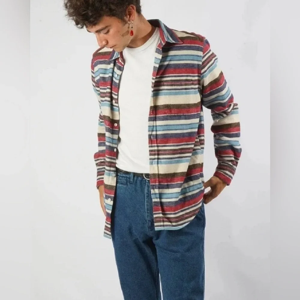 Portuguese Flannel Multicolor Striped Shirt – Size L - Picture 11 of 11